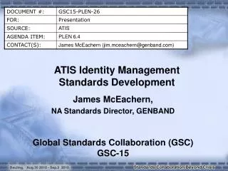ATIS Identity Management Standards Development