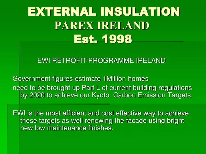 external insulation parex ireland est 1998