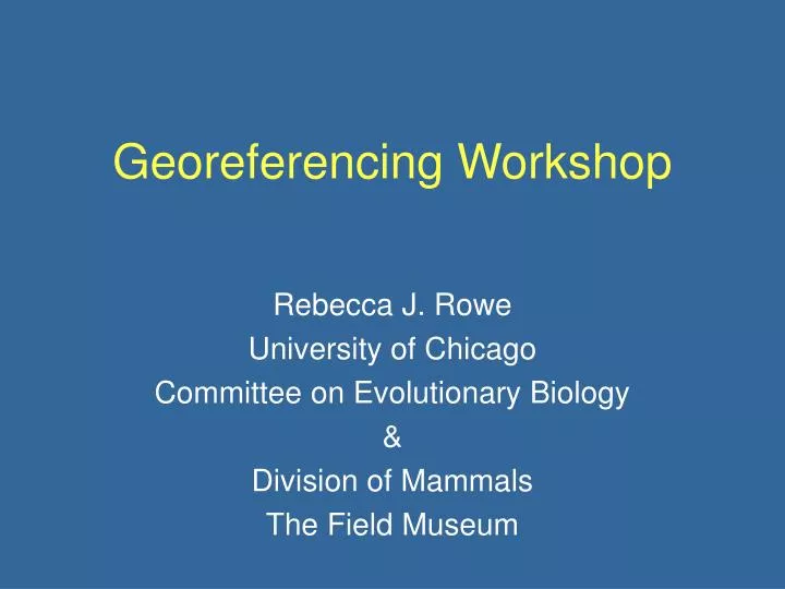 georeferencing workshop