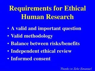 Requirements for Ethical Human Research