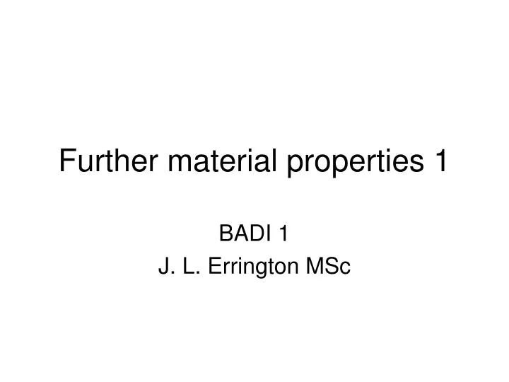 further material properties 1