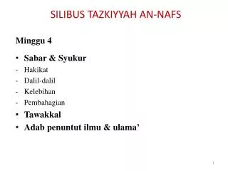 silibus tazkiyyah an nafs