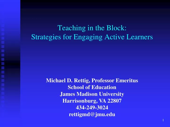 teaching in the block strategies for engaging active learners