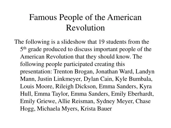 famous people of the american revolution