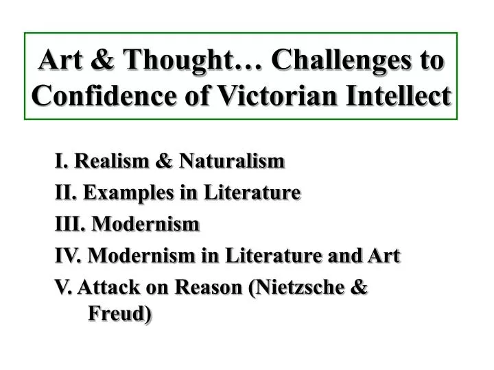 art thought challenges to confidence of victorian intellect
