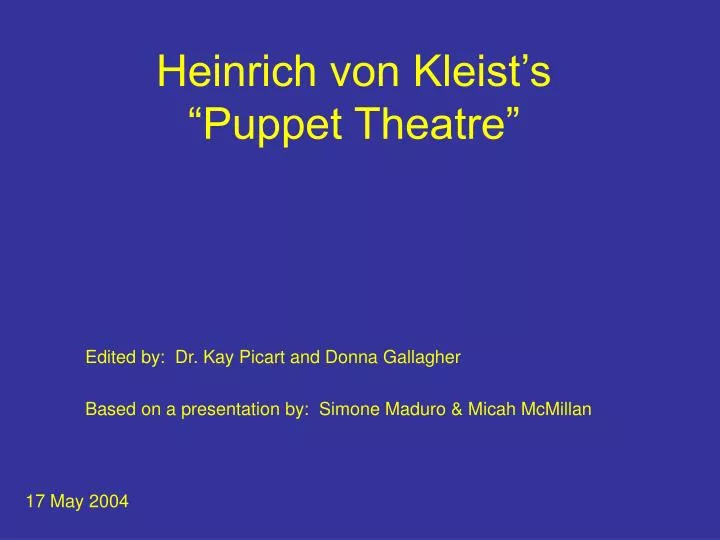 heinrich von kleist s puppet theatre
