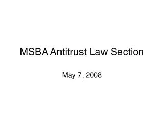MSBA Antitrust Law Section