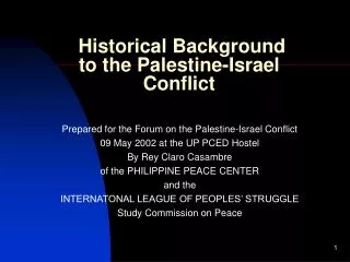 Historical Background to the Palestine-Israel Conflict