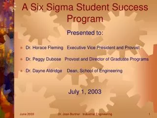 A Six Sigma Student Success Program