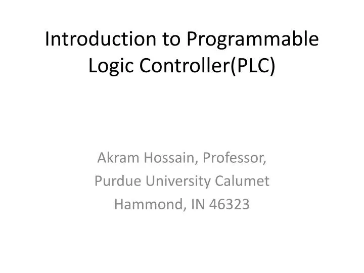 introduction to programmable logic controller plc