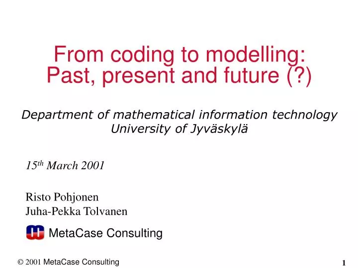 from coding to modelling past present and future