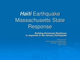 Haiti Earthquake Massachusetts State Response