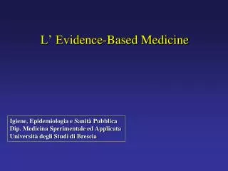l evidence based medicine