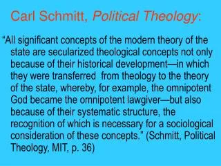 Carl Schmitt, Political Theology :