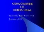 OSHA Checklists For COBRA Teams