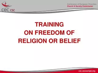 TRAINING ON FREEDOM OF RELIGION OR BELIEF