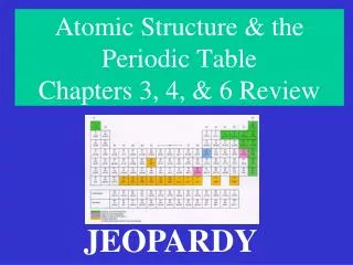 Atomic Structure &amp; the Periodic Table Chapters 3, 4, &amp; 6 Review