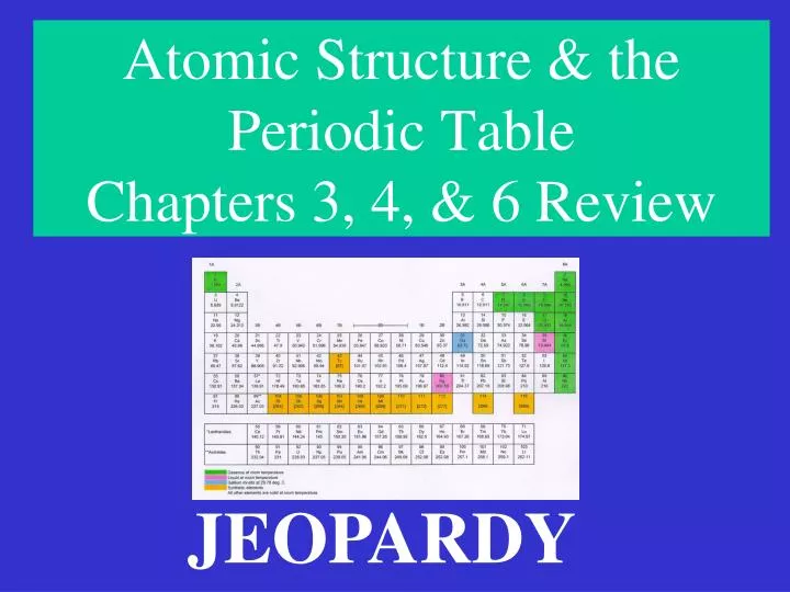 atomic structure the periodic table chapters 3 4 6 review