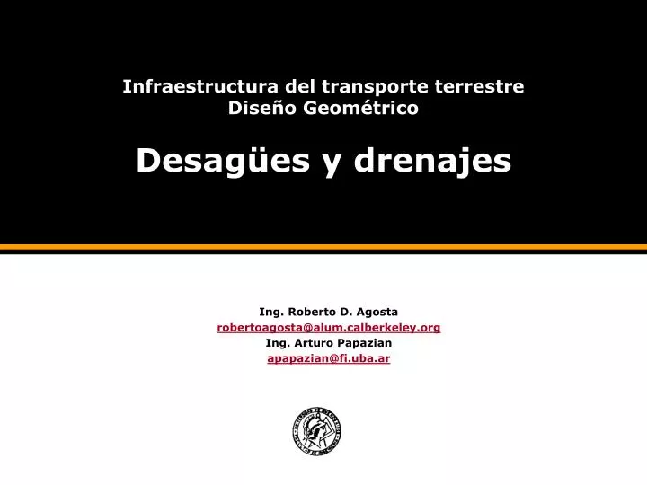 infraestructura del transporte terrestre dise o geom trico desag es y drenajes
