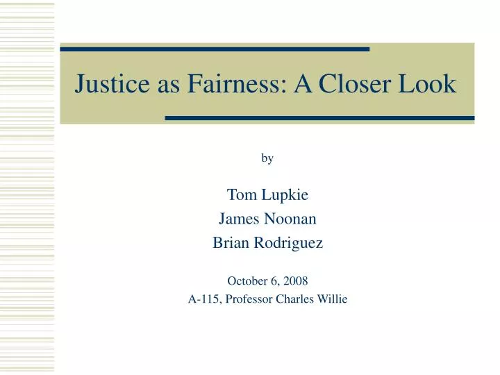 justice as fairness a closer look