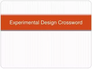 Experimental Design Crossword