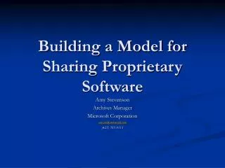 Building a Model for Sharing Proprietary Software