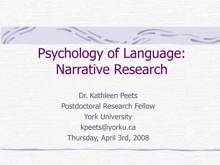psychology of language narrative research