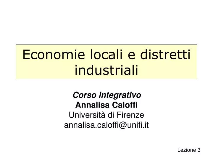 economie locali e distretti industriali