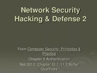 Network Security Hacking &amp; Defense 2