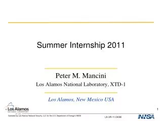 Summer Internship 2011