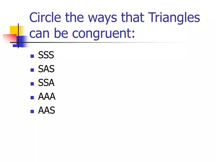 circle the ways that triangles can be congruent
