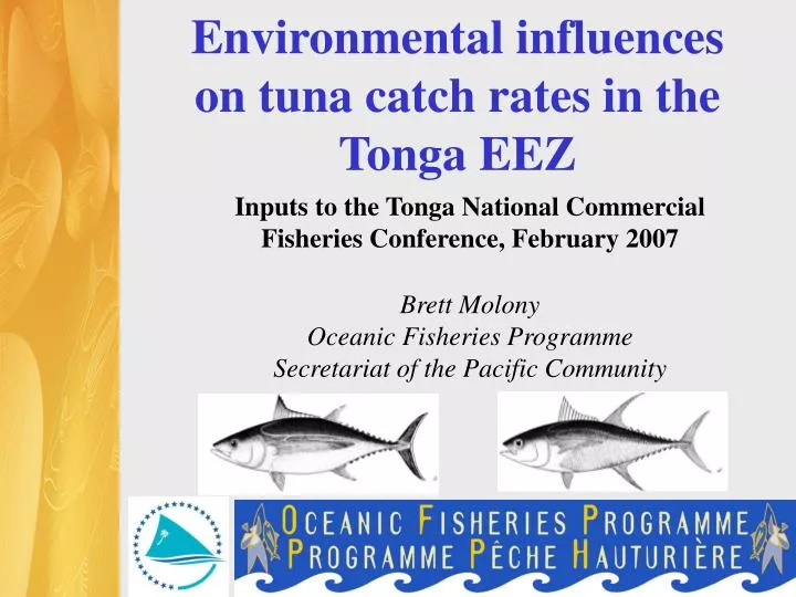 environmental influences on tuna catch rates in the tonga eez