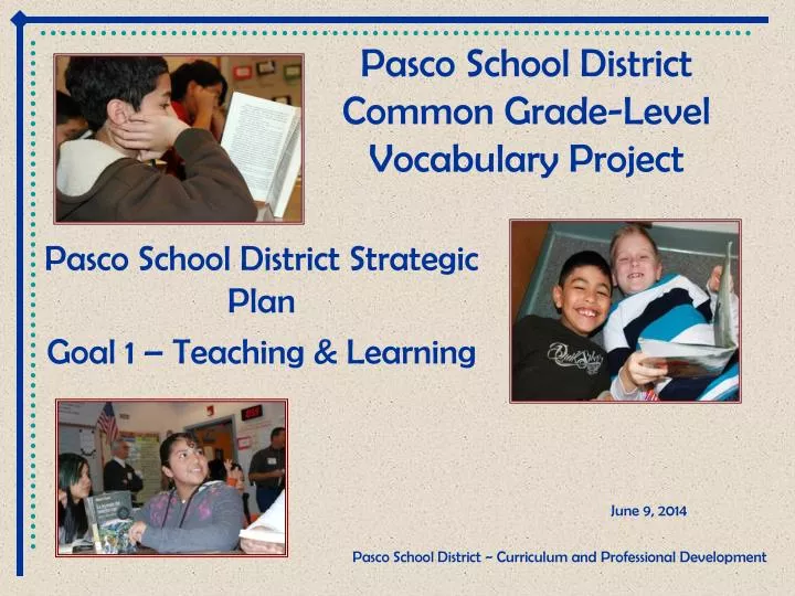 pasco school district common grade level vocabulary project