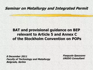 Seminar on Metallurgy and Integrated Permit