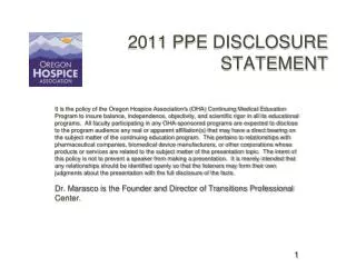 2011 PPE Disclosure Statement 2011 PPE DISCLOSURE STATEMENT