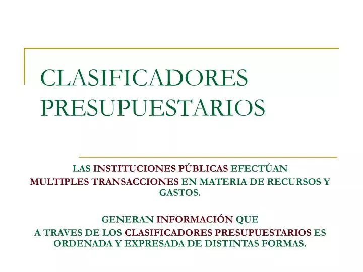 clasificadores presupuestarios