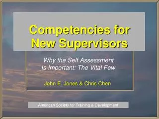 Competencies for New Supervisors