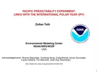 PACIFIC PREDICTABILITY EXPERIMENT: LINKS WITH THE INTERNATIONAL POLAR YEAR (IPY)