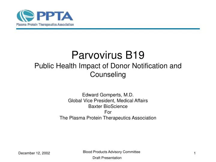 parvovirus b19 public health impact of donor notification and counseling