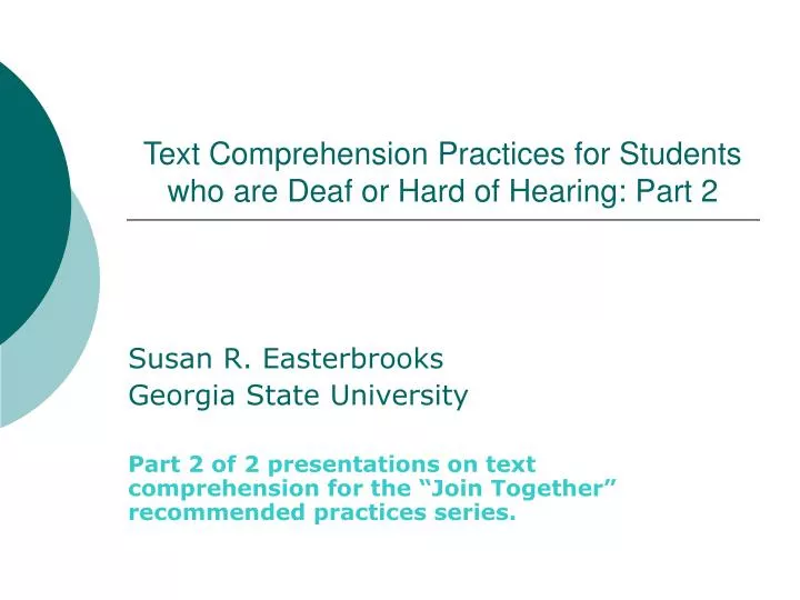 text comprehension practices for students who are deaf or hard of hearing part 2