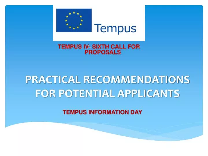 practical recommendations for potential applicants