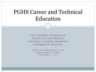 PGHS Career and Technical Education