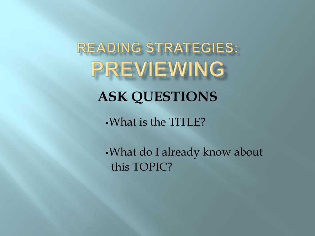 PPT - Effective Reading Strategies for Comprehension PowerPoint ...