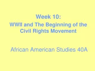 African American Studies 40A