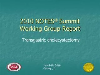 2010 NOTES ® Summit Working Group Report