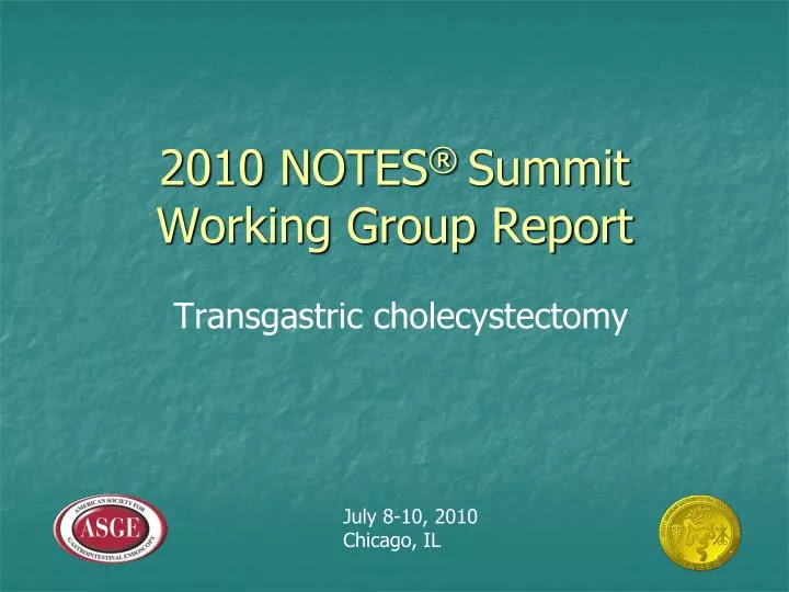 2010 notes summit working group report
