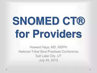 SNOMED CT® for Providers