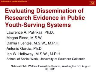 Evaluating Dissemination of Research Evidence in Public Youth-Serving Systems
