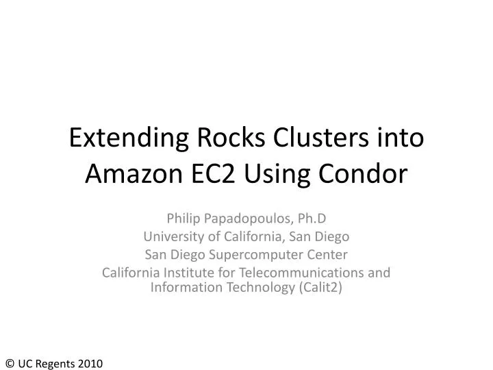 extending rocks clusters into amazon ec2 using condor