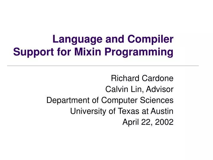language and compiler support for mixin programming